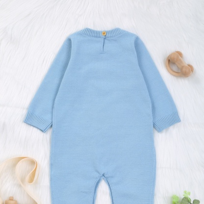 Baby Easter Baby Bunny Pattern Knit Long Sleeve Romper