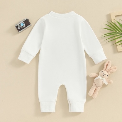 Baby Alphabet Embroidery  Long Sleeve Romper