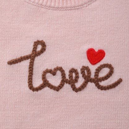 2pcs Baby Girl LOVE Letter Embroidery Knit Long Sleeve Set
