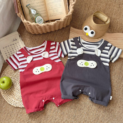 [Copy]Baby Boy/Girl Striped Cartoon Romper
