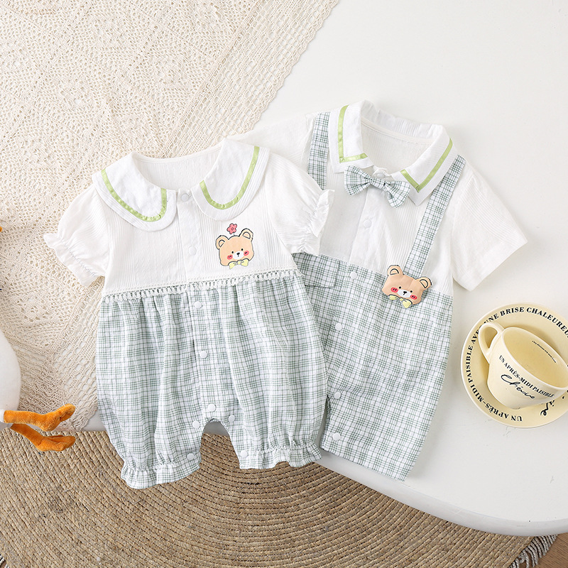 Baby Boy/Girl Bear stripe Summer Romper