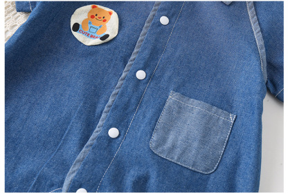 Baby Boy/Girl Cartoon Print Summer Denim Rromper