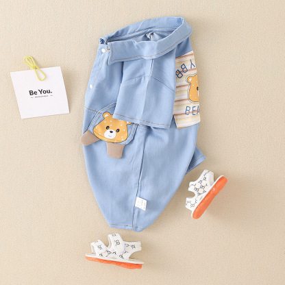 Baby Boy/Girl Cartoon Bear Stamp Duty Rromper