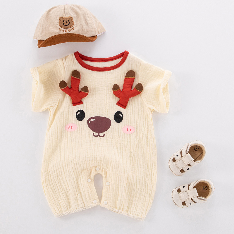 Baby Boy/Girl Cartoon Print Lie Fallow Rromper