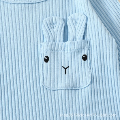 Baby Easter Round Neck Threaded Cute Bunny  Long Sleeve Romper