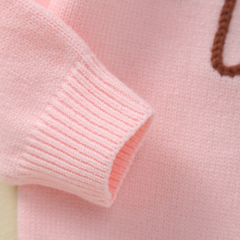 2pcs Baby Girl LOVE Letter Embroidery Knit Long Sleeve Set