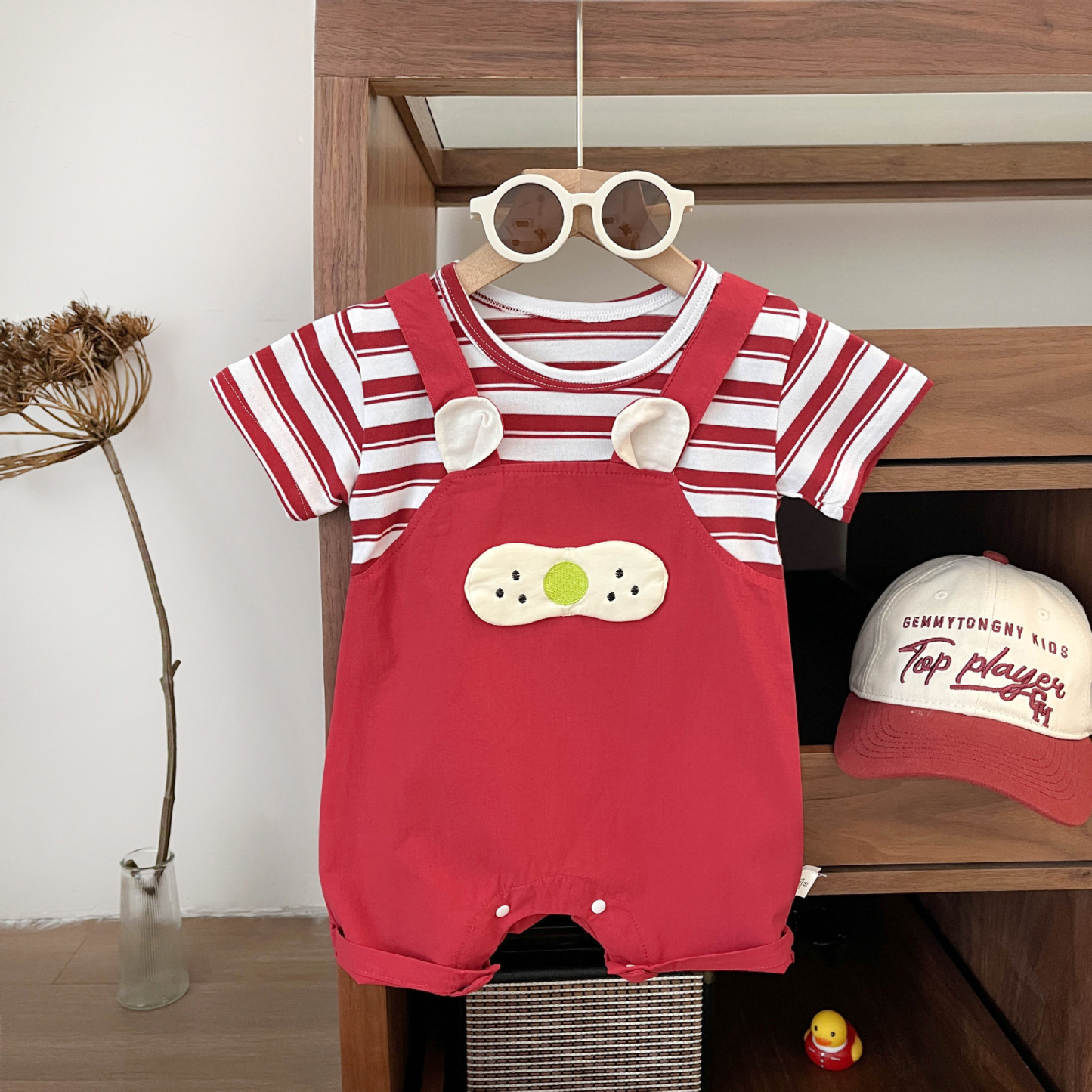 [Copy]Baby Boy/Girl Striped Cartoon Romper