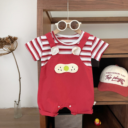 [Copy]Baby Boy/Girl Striped Cartoon Romper