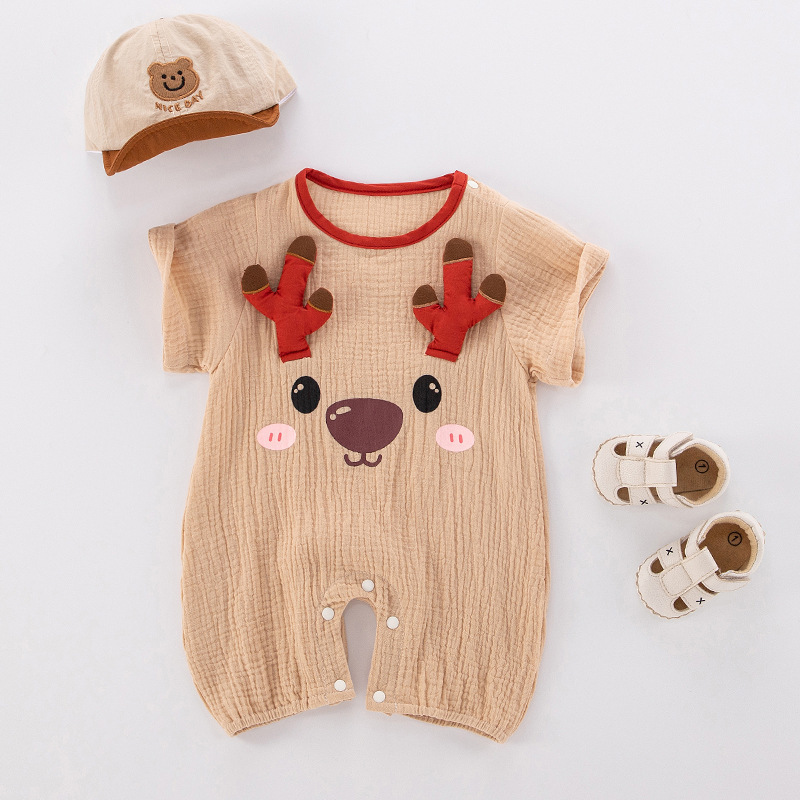 Baby Boy Cute Fluff Bear Graphic Pocket Long Sleeve Romper-kissminis