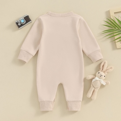 Baby Alphabet Embroidery  Long Sleeve Romper