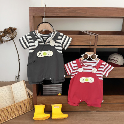[Copy]Baby Boy/Girl Striped Cartoon Romper