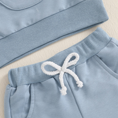 2pcs Baby Boy Cute Bunny with Glasses Embroidered Sweatshirt Pants Set