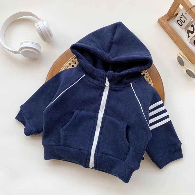 2pcs Baby Boy Reversible Padded Hooded Sweatshirt Pants Set