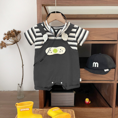 [Copy]Baby Boy/Girl Striped Cartoon Romper
