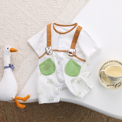 Baby Boy/Girl Cartoon Pattern Cute Bear Short Sleeve Romper