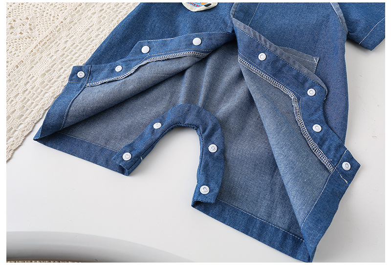 Baby Boy/Girl Cartoon Print Summer Denim Rromper