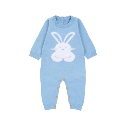Baby Easter Baby Bunny Pattern Knit Long Sleeve Romper