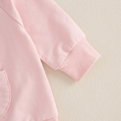 2pcs Baby GirlCute Bunny Embroidered Sweatshirt Pants Set