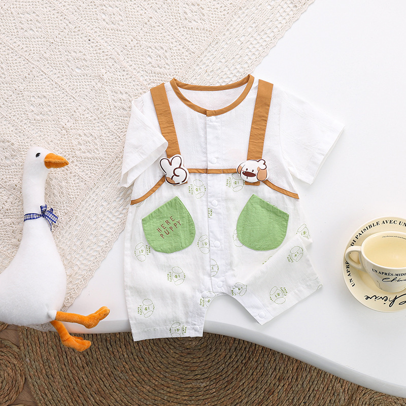 Baby Boy/Girl Cartoon Pattern Cute Bear Short Sleeve Romper