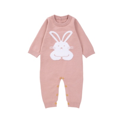 Baby Easter Baby Bunny Pattern Knit Long Sleeve Romper