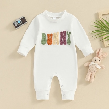 Baby Alphabet Embroidery  Long Sleeve Romper