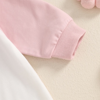 Baby Girl Cute Bunny Embroidery Colorblocking Long Sleeve Romper