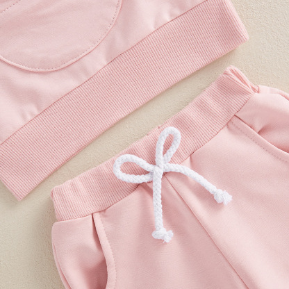 2pcs Baby GirlCute Bunny Embroidered Sweatshirt Pants Set