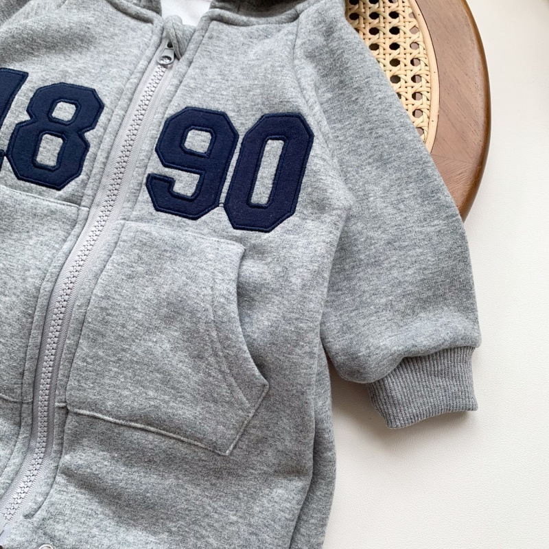 Baby Boy Casual Retro Letter Hooded Long Sleeve Romper