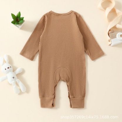 Baby Easter Round Neck Threaded Cute Bunny  Long Sleeve Romper