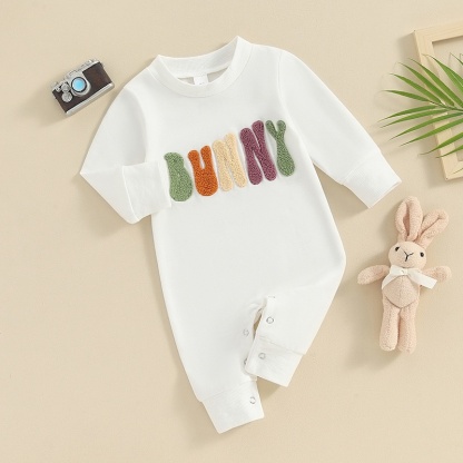 Baby Alphabet Embroidery  Long Sleeve Romper