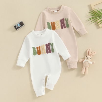 Baby Alphabet Embroidery  Long Sleeve Romper