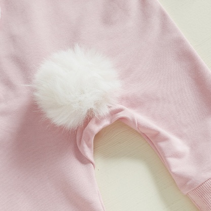 Baby Alphabet Embroidery  Rabbit Zipper Hood Long Sleeve Romper