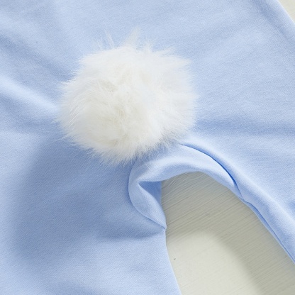 Baby Alphabet Embroidery  Rabbit Zipper Hood Long Sleeve Romper