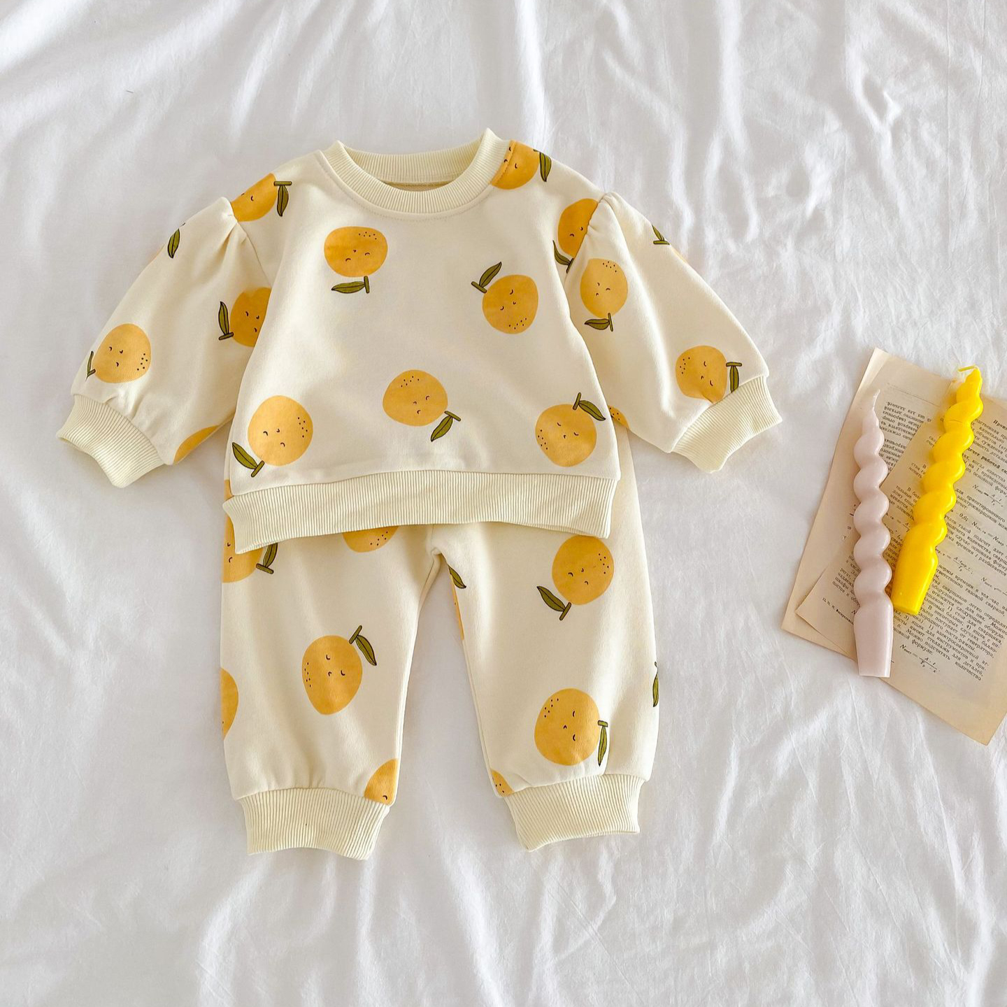 2pcs Baby Boy/Girl Fruit Graphic Long Sleeve Sweatshirt with Pants Set-kissminis