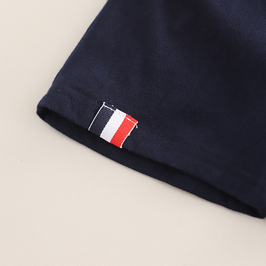 Polo Short Sleeve Shirt with Striped Details and Green Shorts Set