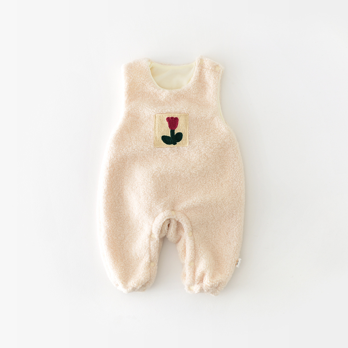 2pcs Winter Thicken Baby Girl Solid Color Floral Pattern Overalls Romper and Sweatshirt Set-kissminis