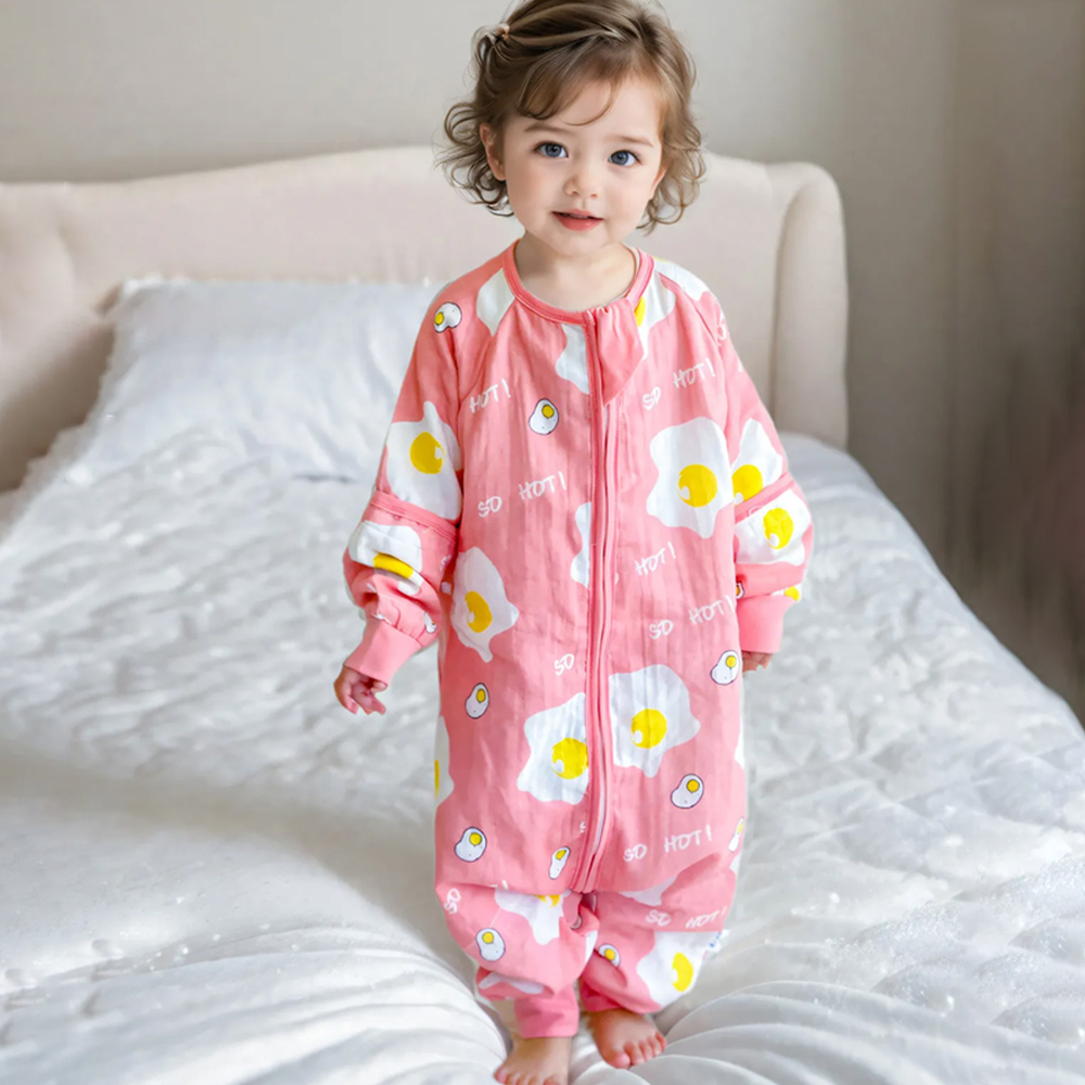 Baby Split Leg Sleep Sack - 100% Cotton Wearable Blanket, 2-Layer Design (0-24 Months)