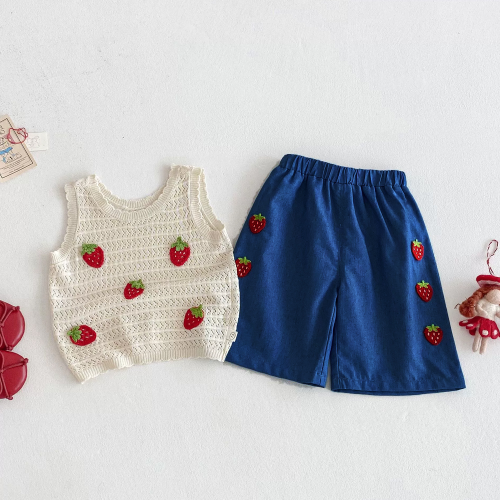 Baby Strawberry Knit Tank Top/Shorts