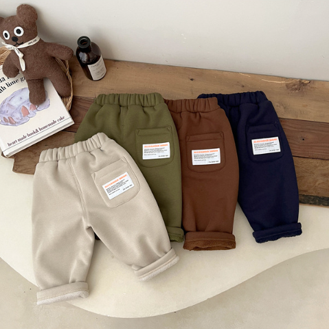 Baby Toddler Boy/Girl Winter Thicken Solid Color Long Pants -kissminis