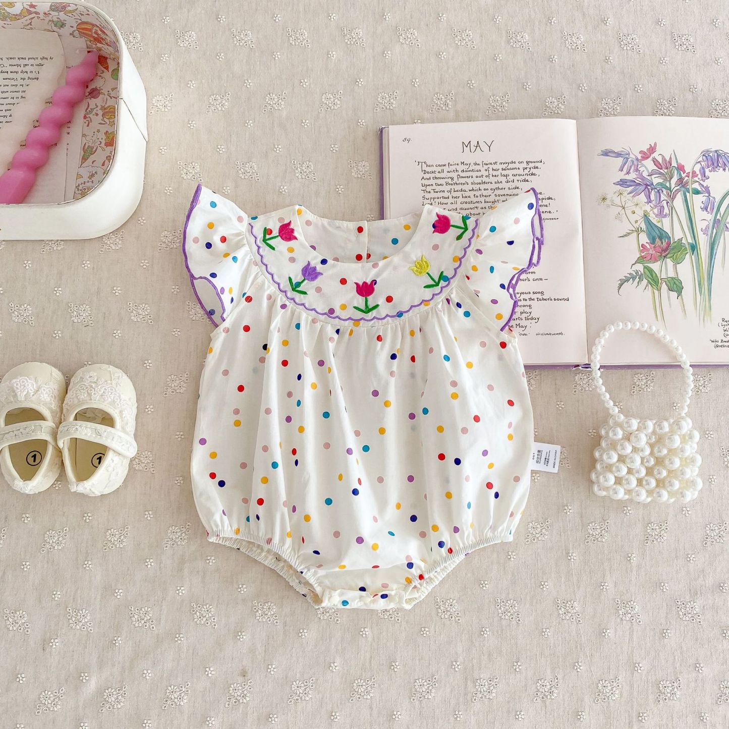 Baby Floral Polka Dot Bodysuit-kissminis