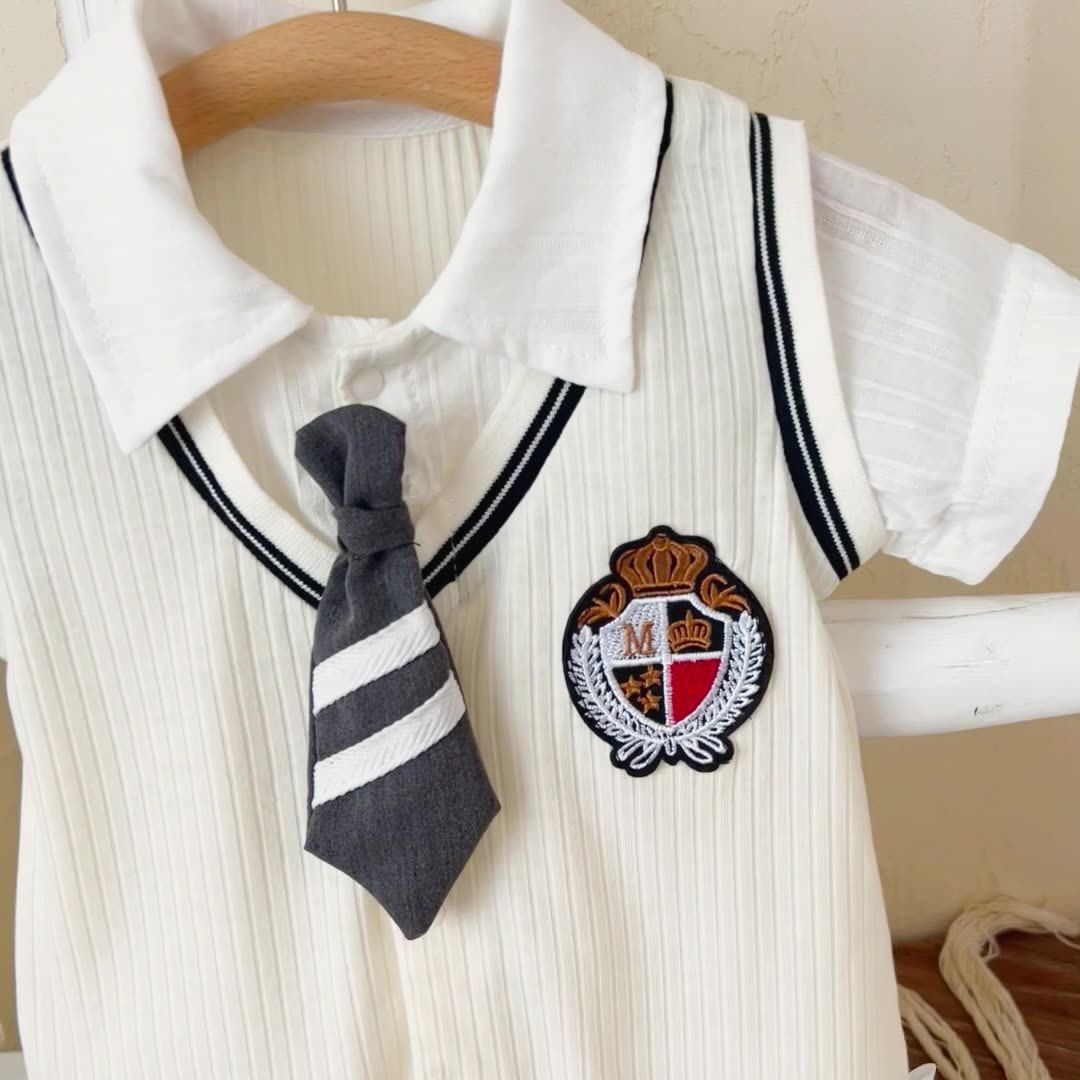 Baby Boy Necktie Collegiate Romper-kissminis