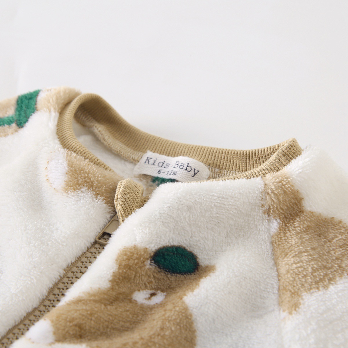 Baby Boy/Girl Winter Fluff Allover Bear Print Long Sleeve Romper-kissminis