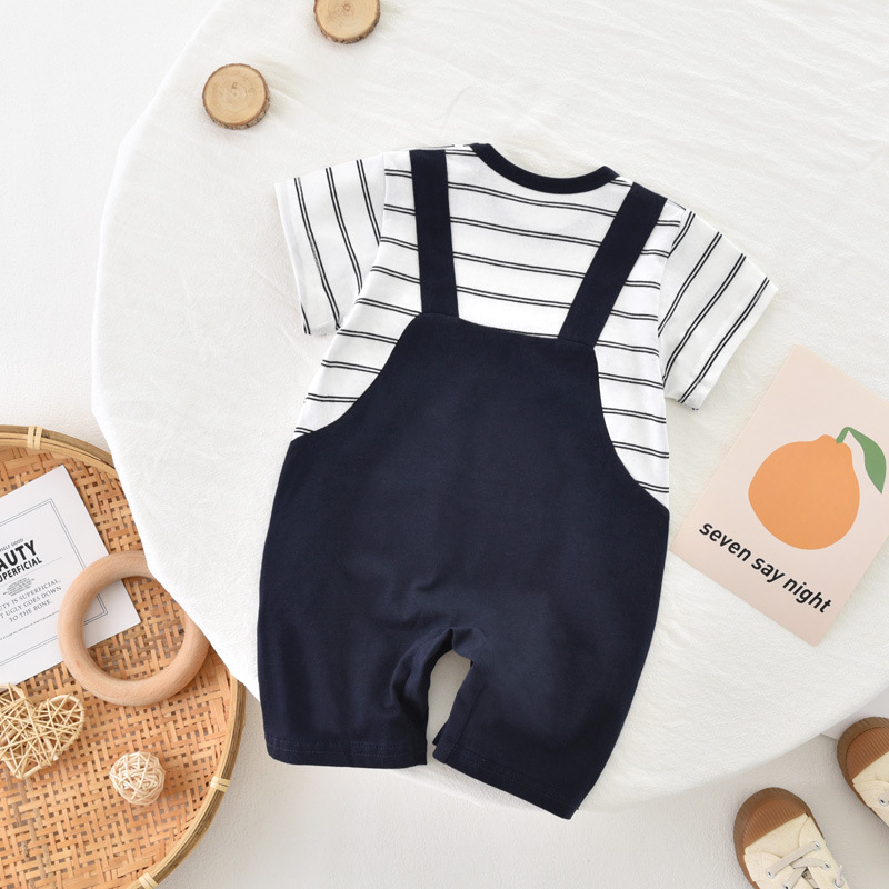 Baby Bear Striped Short Sleeve Romper -kissminis