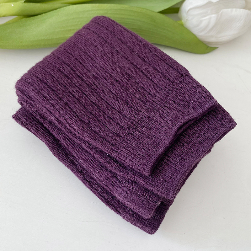 Baby Girl Solid Color Knitted Footless Leggings-kissminis