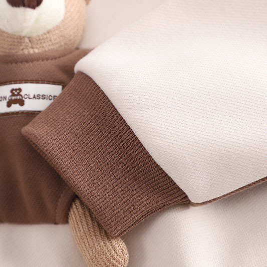 Toddler Boy/Gir Bear Plus Velvet Warm Pullover Two Piece Set-kissminis