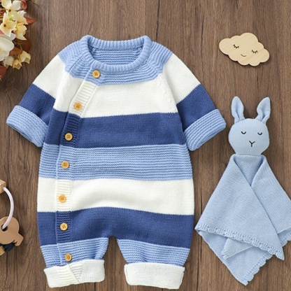 Baby Girl/Boy Knit Stripes Long Sleeve Romper