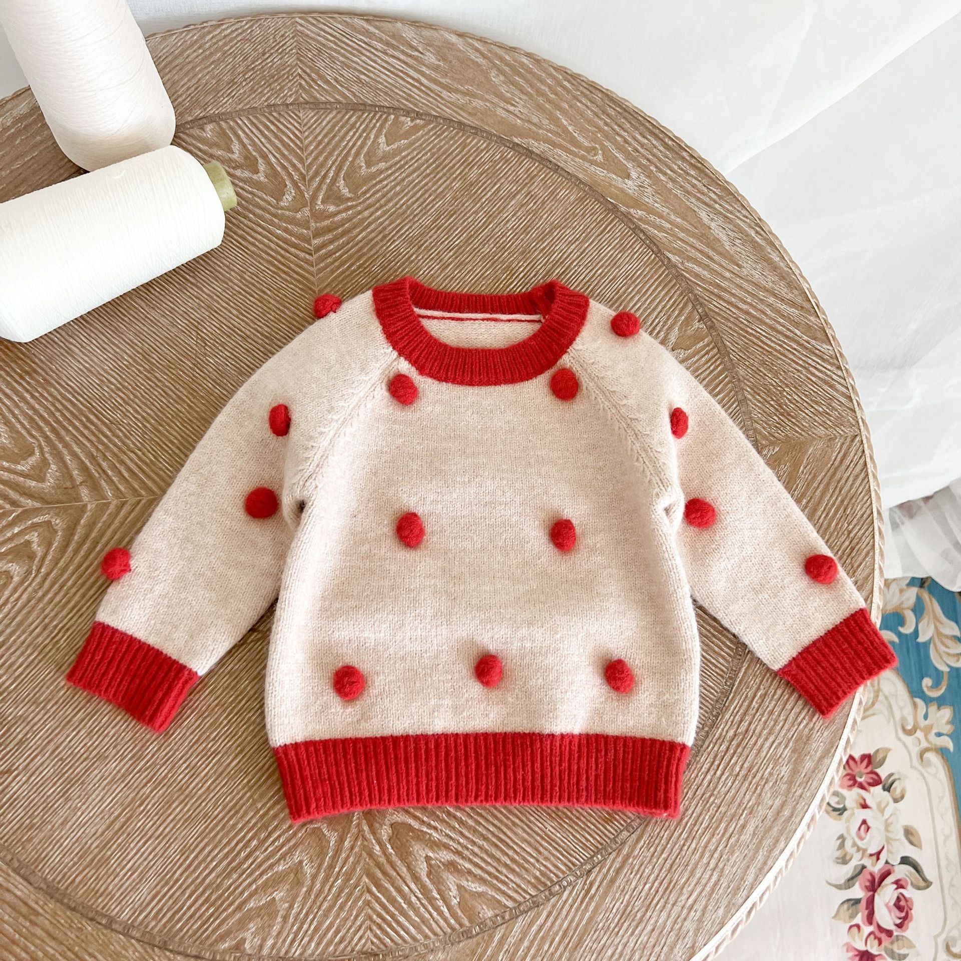 Baby Red Cotton Balls Sweatshirt-kissminis