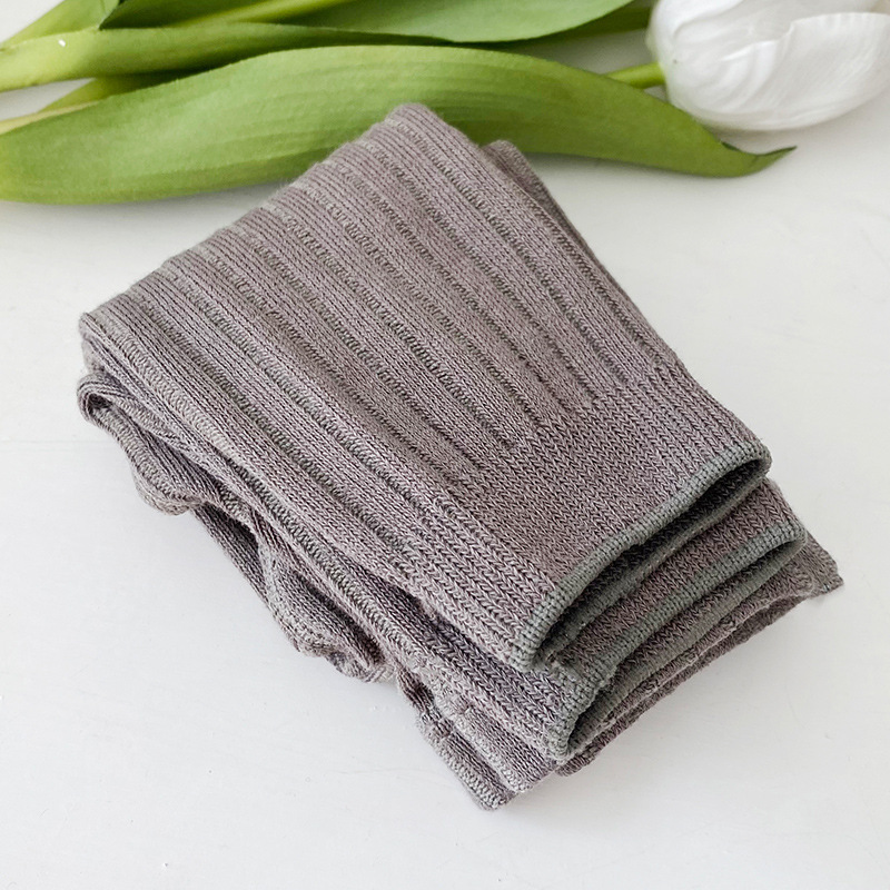 Baby Girl Solid Color Knitted Footless Leggings-kissminis