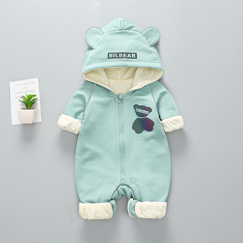 Baby Boy/Girl Reflective Bear Pattern Cotton Hood Romper-kissminis
