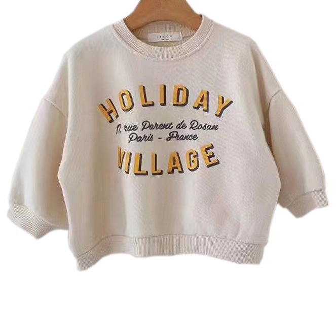 2pcs Boy/Girl Personalized Lettered Terry Cotton Long Sleeves Sweatshirt and Pants Set-kissminis